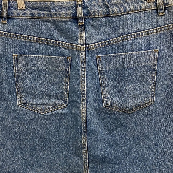 ASOS DESIGN Denim High Waisted Skirt In Midwash - Picture 9 of 13